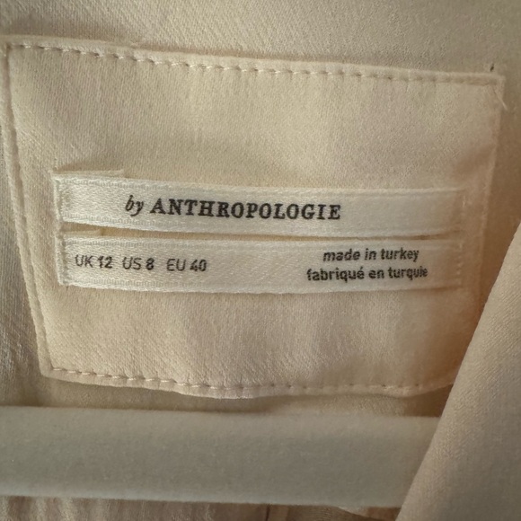 Anthropologie Sleeveless V-Neck Twist Front Ivory Satin Dress• 8 - Picture 13 of 15